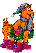 Grubby carries a Christmas wreath
